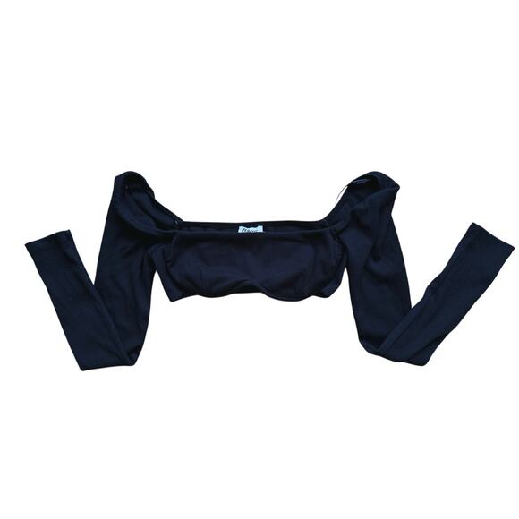 Princess Polly Becca Long Sleeve Black Crop Top 8 Baddie Club Y2K Night Out Edgy - Picture 2 of 7